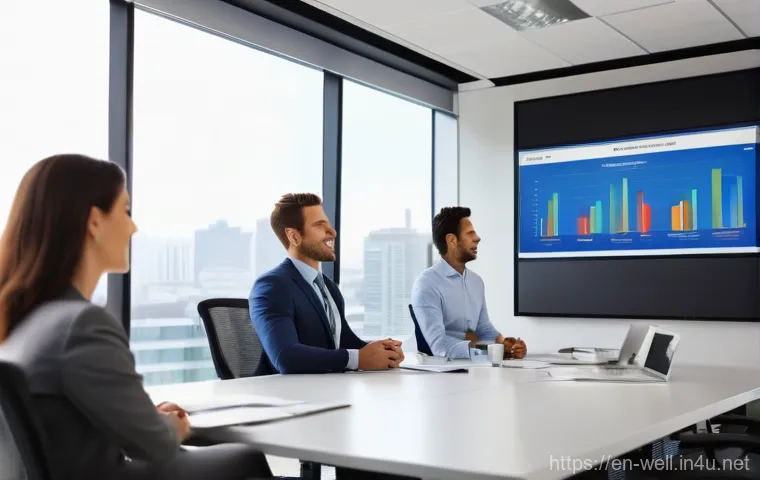 웰빙코디네이터와 고객 성공 사례 분석 - **Prompt:** A vibrant and dynamic office common area or a green rooftop space, filled with employees...