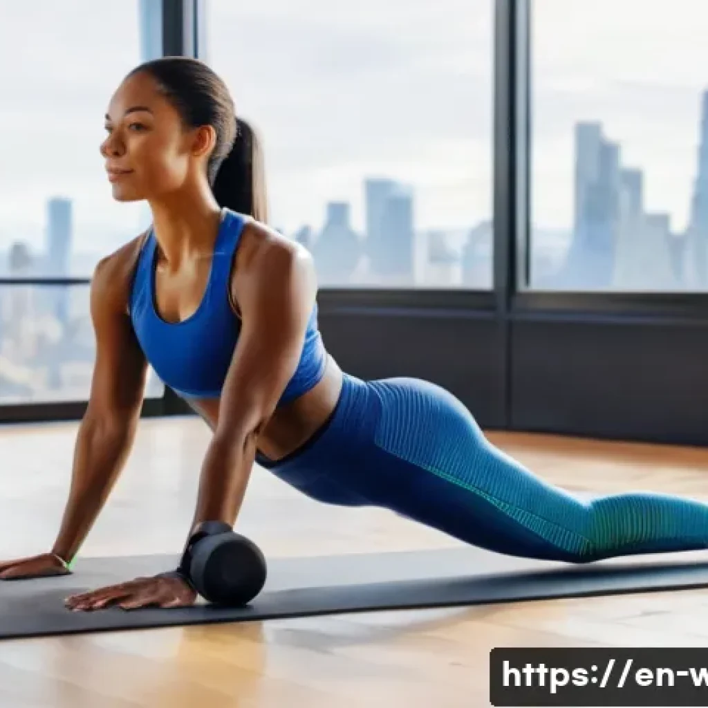 웰빙코디네이터와 건강 워크숍 사례 - **Prompt:** A diverse woman in her early 30s is in a brightly lit, modern home gym or living space, ...