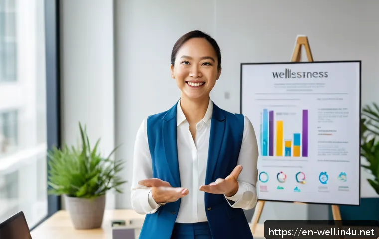 웰빙코디네이터와 성공적인 면접 기술 - A professional Wellness Coordinator in a modern office setting, organizing a vibrant wellness worksh...
